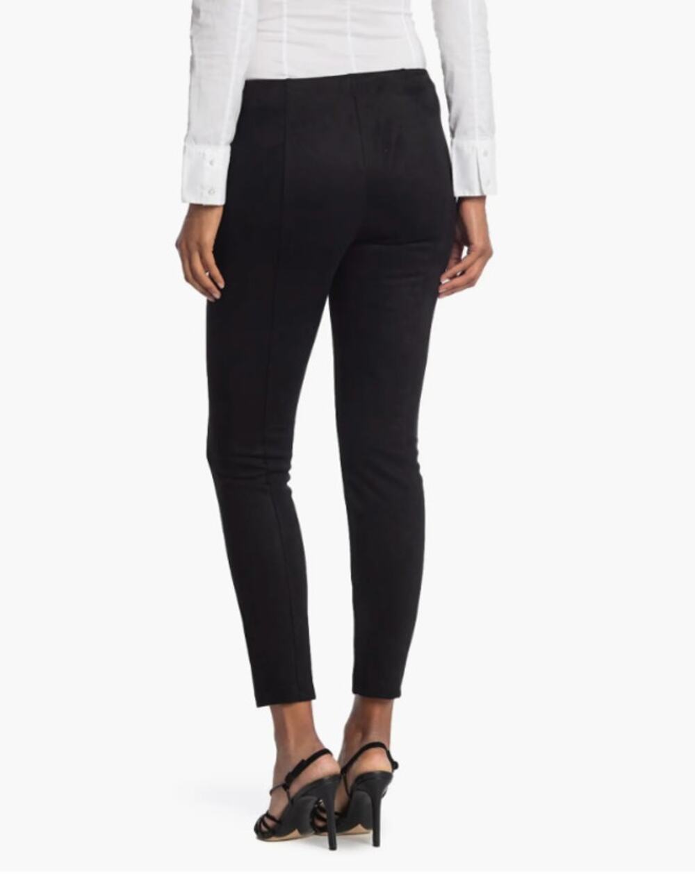 T. Tahari Faux Suede Black Pull On Skinny Dress Pants NEW Small